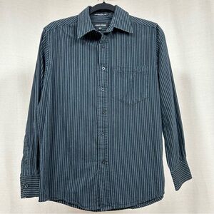 Linea Dome Black Casual Button Down Shirt with Classic Collar